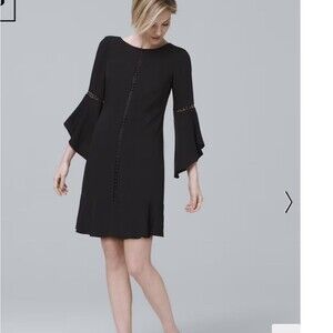 NEW WITH TAGS: White House Black Market Bell-Sleeve Shift Dress Black Size 8